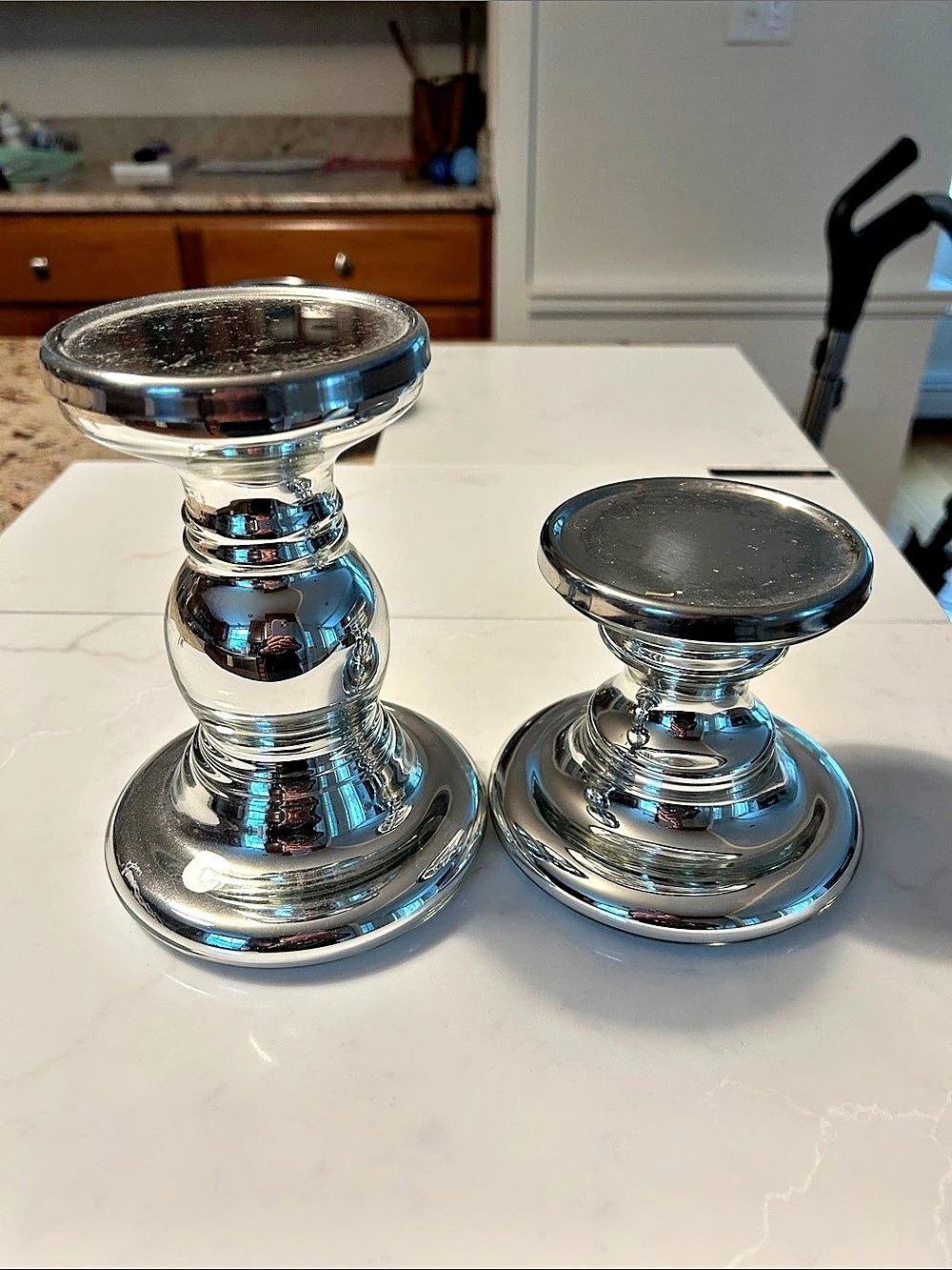 IKEA SKIMMER Silver Candlestick Holders Set of 2 Like New